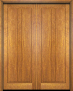 Mahogany 1 Panel V-Grooved Solid Double Door|P101-V-OG