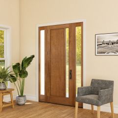 Mahogany Windermere Artistic Lite  Contemporary Modern Shaker Single Door, Sidelites|P111-W-SH