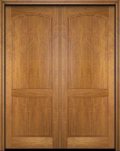 Mahogany Arch Panel, 2 Panel Solid Double Door|P201-S-AR-OG