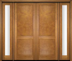 Mahogany 2 Panel Solid Double Door, Sidelites|P201-S-OG