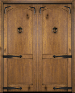 Mahogany Arch Panel, 2 Panel Rustic Solid Double Door|P201-AR-OG