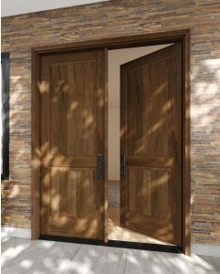 Mahogany V-Grooved Panel Rustic Solid Double Door|P201-V-OG-RST