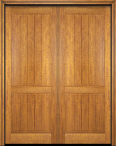 Mahogany 2 Panel V-Grooved Solid Double Door|P201-V-OG