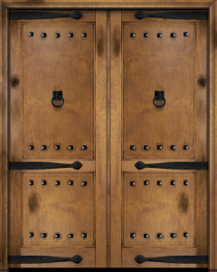 Mahogany 2 Panel Rustic Solid Double Door|P201-OG-RST