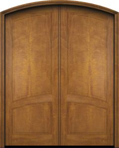 Mahogany Arch Top 2/3 Arch 2 Panel Solid Double Door|P2301-ARTP-OG