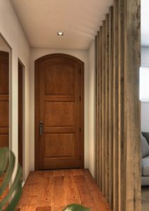 Mahogany Arch Top 3 Panel Solid Single Door|P301-ART-OG