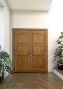 Mahogany Colonial Arch Panel, 3 Panel Solid Double Door|P301-S-ARP-OG