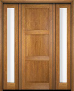 Mahogany 3 Panel Solid Single Door, Full Lite Sidelites|P301-S-OG