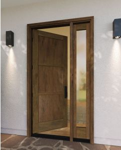 Mahogany Windermere Contemporary Modern 3 Panel Shaker Single Door, Sidelite|P301-W-SH