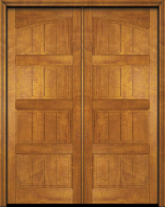 Mahogany V-Grooved Panel Rustic Solid Double Door|P401-V-ARP-OG