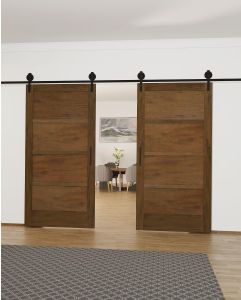 Mahogany Contemporary Modern 4 Panel Shaker Double Barn Door|P401-W-BARN