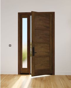 Mahogany Windermere Contemporary Modern 4 Panel Shaker Single Door, Sidelite|P401-W-SH