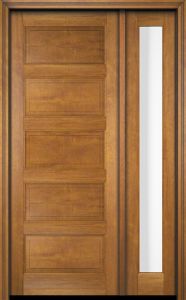 Mahogany 5 Panel Solid Single Door, Sidelite|P501-S-OG