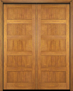 Mahogany V-Grooved Panel Rustic Solid Double Door|P501-V-OG