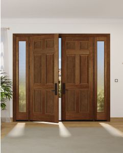 Mahogany Colonial 6 Panel Solid Double Door, Sidelites|P600-P