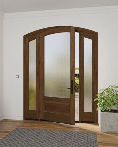 Mahogany Montana Arch Top 3/4 Lite 1 Panel Single Door, Sidelites|G75101-ART-OG_G101-ARTP-SL_1-2