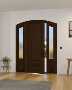 Mahogany Montana Arch Top Colonial 2 Panel Solid Single Door, Sidelites|P75101-ART-OG_G75101-ARTP-SL_1-2