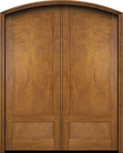 Mahogany Arch Top 3/4 Arch 2 Panel Solid Double Door|P7501-ARTP-OG