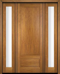 Mahogany 2 Panel Solid Single Door, Sidelites|P7501-S-OG