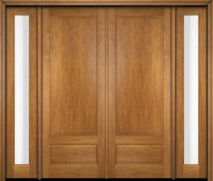 Mahogany 2 Panel Solid Double Door, Sidelites|P7501-S-OG