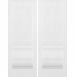 Panel / Louver (Regular Slats) Wood 2 Panel  Louvered Double Interior Door