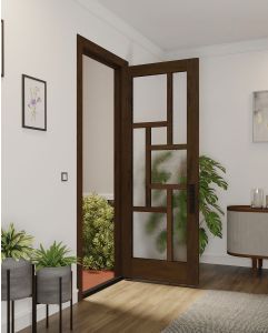 Mahogany Pinellas Full Lite, Artistic Lite Designer SDL Contemporary Modern Shaker Single Door