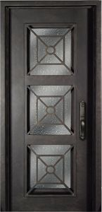 Forged Iron 3 Lite Single Entry Door, PH Grille