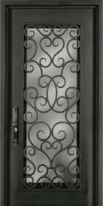Forged Iron Full Lite Single Entry Door, SH Grille