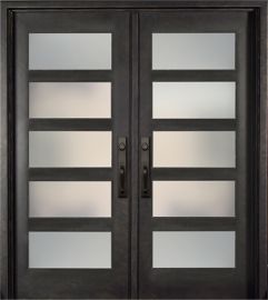 Forged Iron Modern 5 Lite Double Entry Door