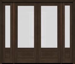 Mahogany 3/4 Lite 1 Panel Double Door, Sidelites|G7501-OG