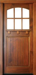 Craftsman Mahogany Linville 6 Lite Impact Single Door